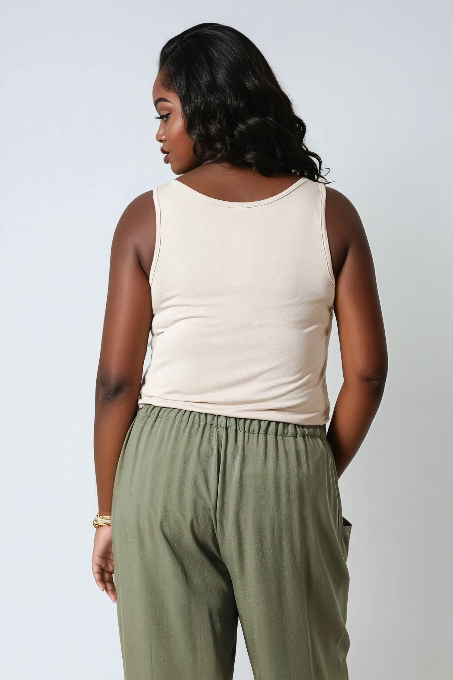Plain viscose knit tank top