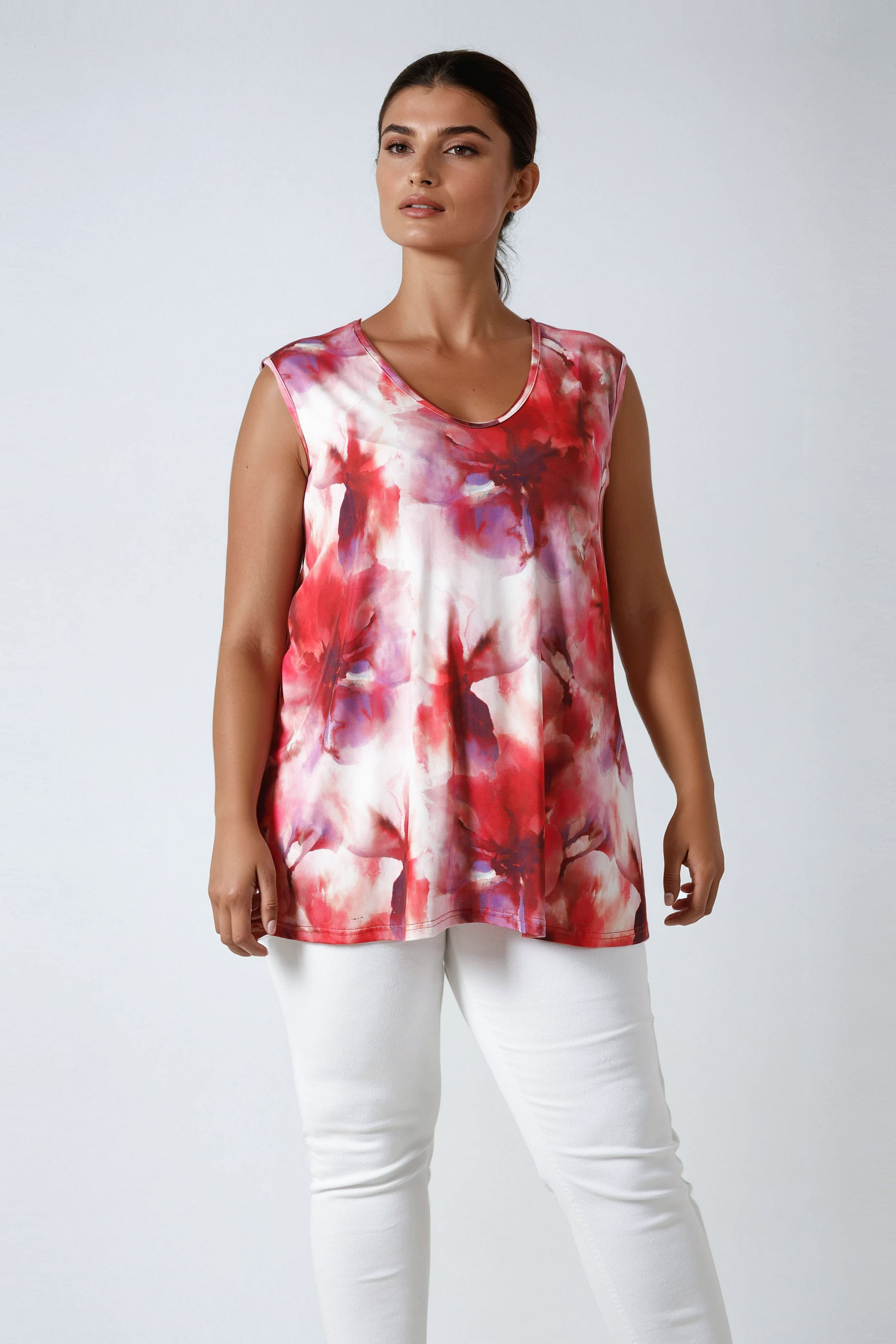 Printed viscose elastane tank top.