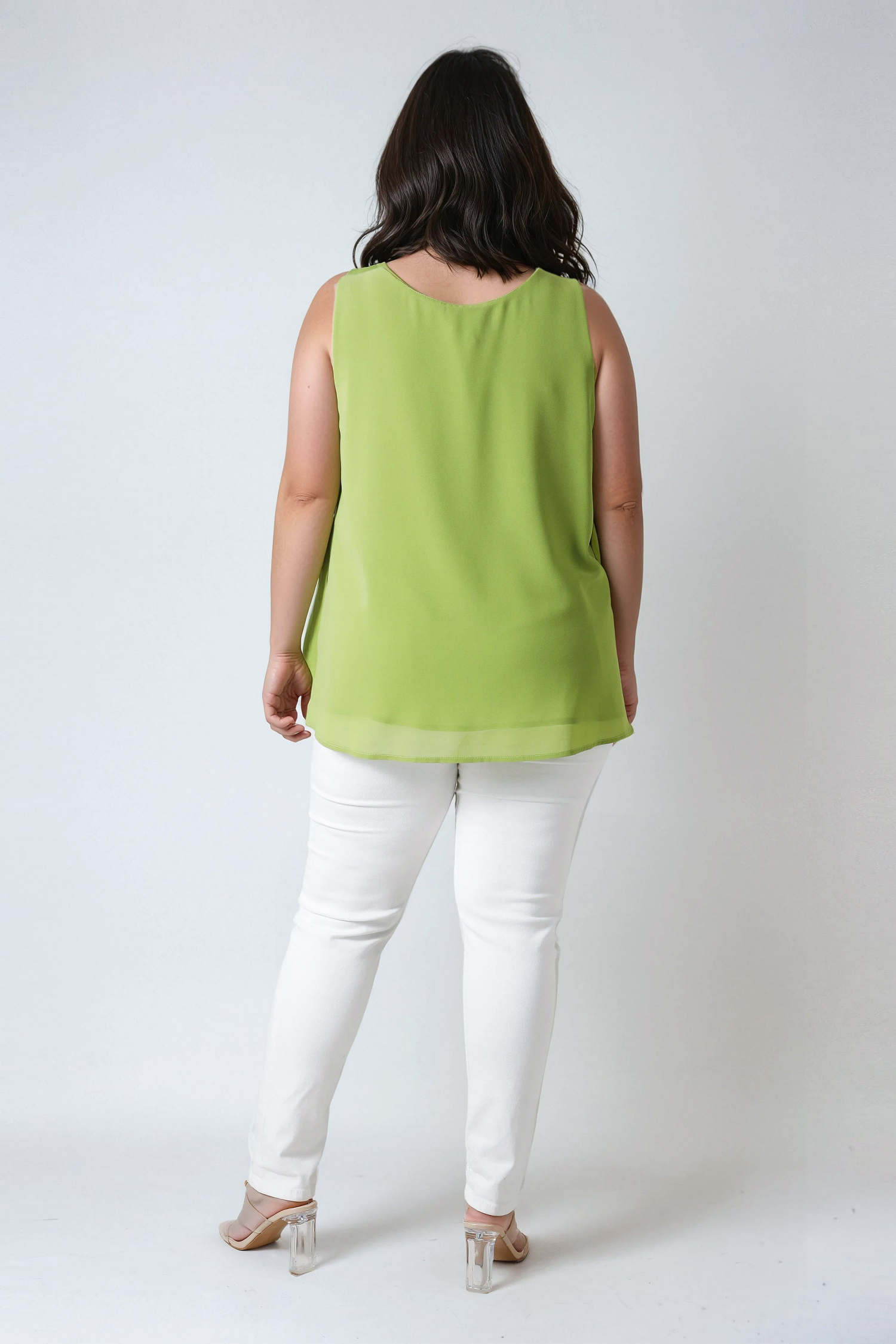Double tank top in plain voile