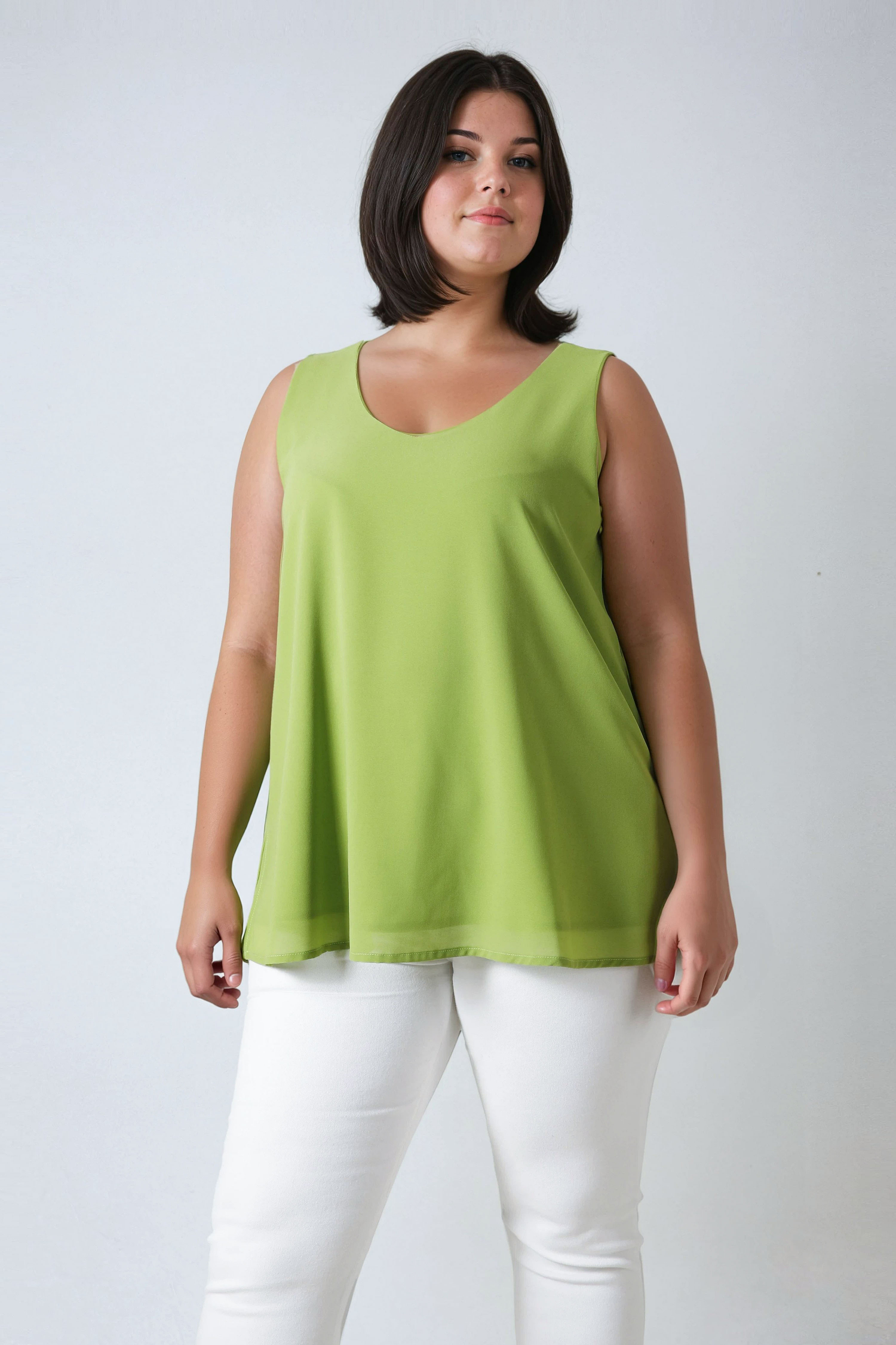 Double tank top in plain voile
