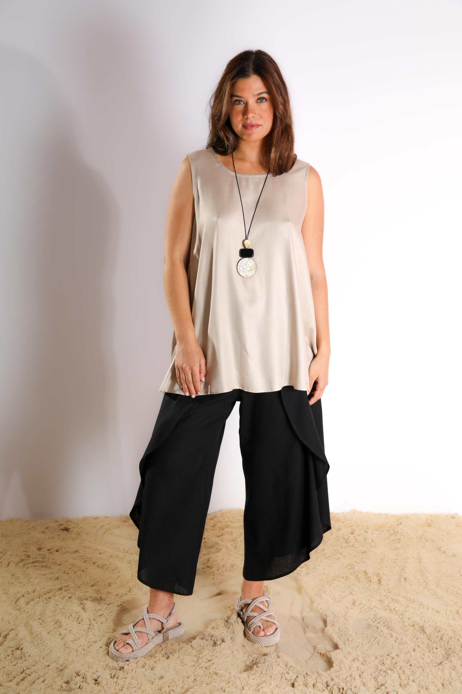 Plain satin tank top