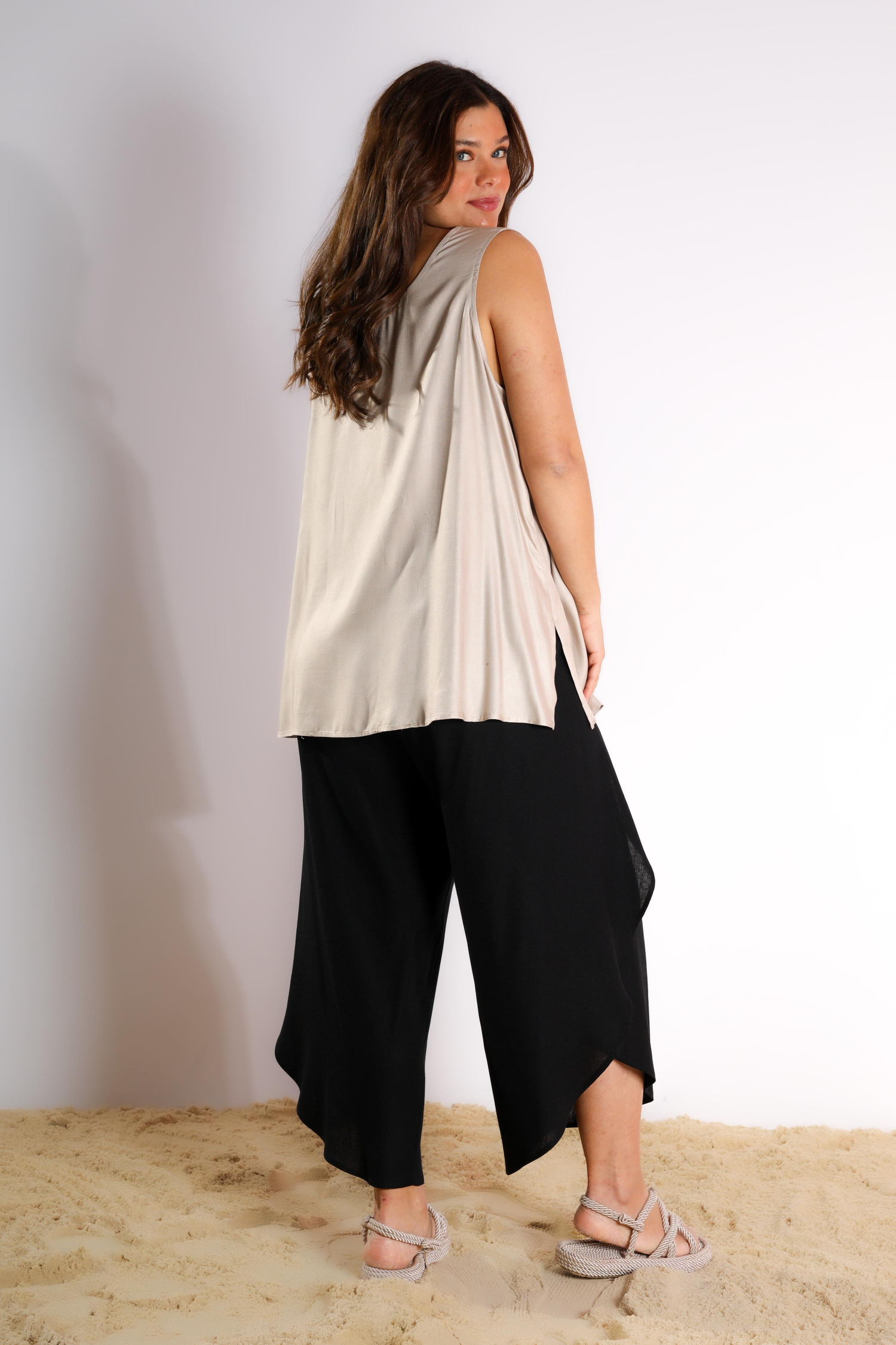 Plain satin tank top