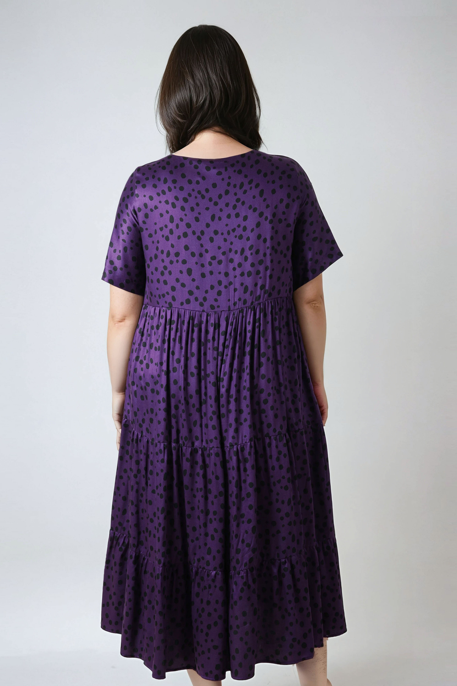 Long dress in printed fibranne
