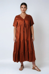 Long dress in printed fibranne