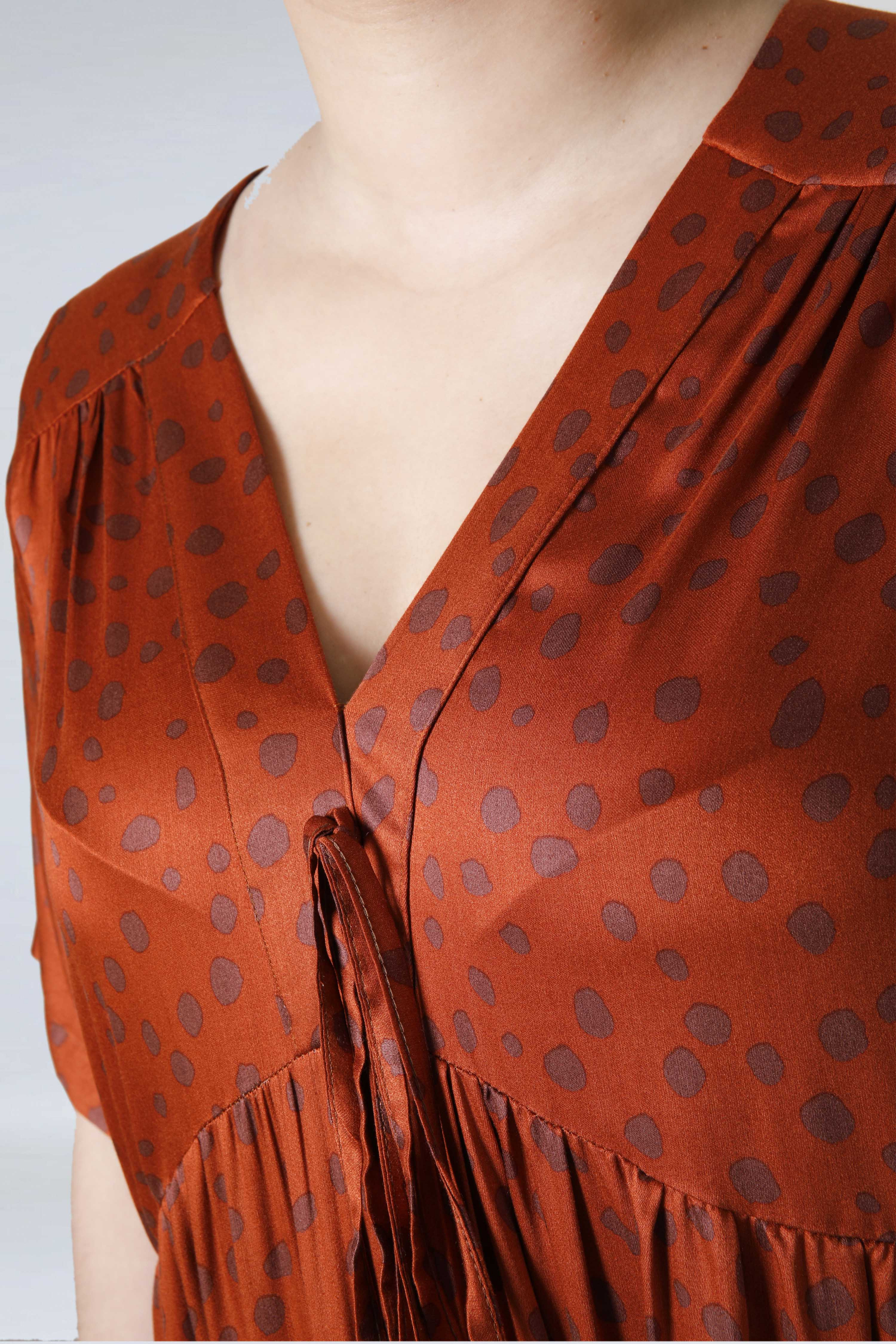 Long dress in printed fibranne