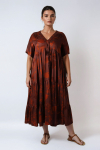 Long dress in printed fibranne