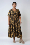 Long dress in printed fibranne