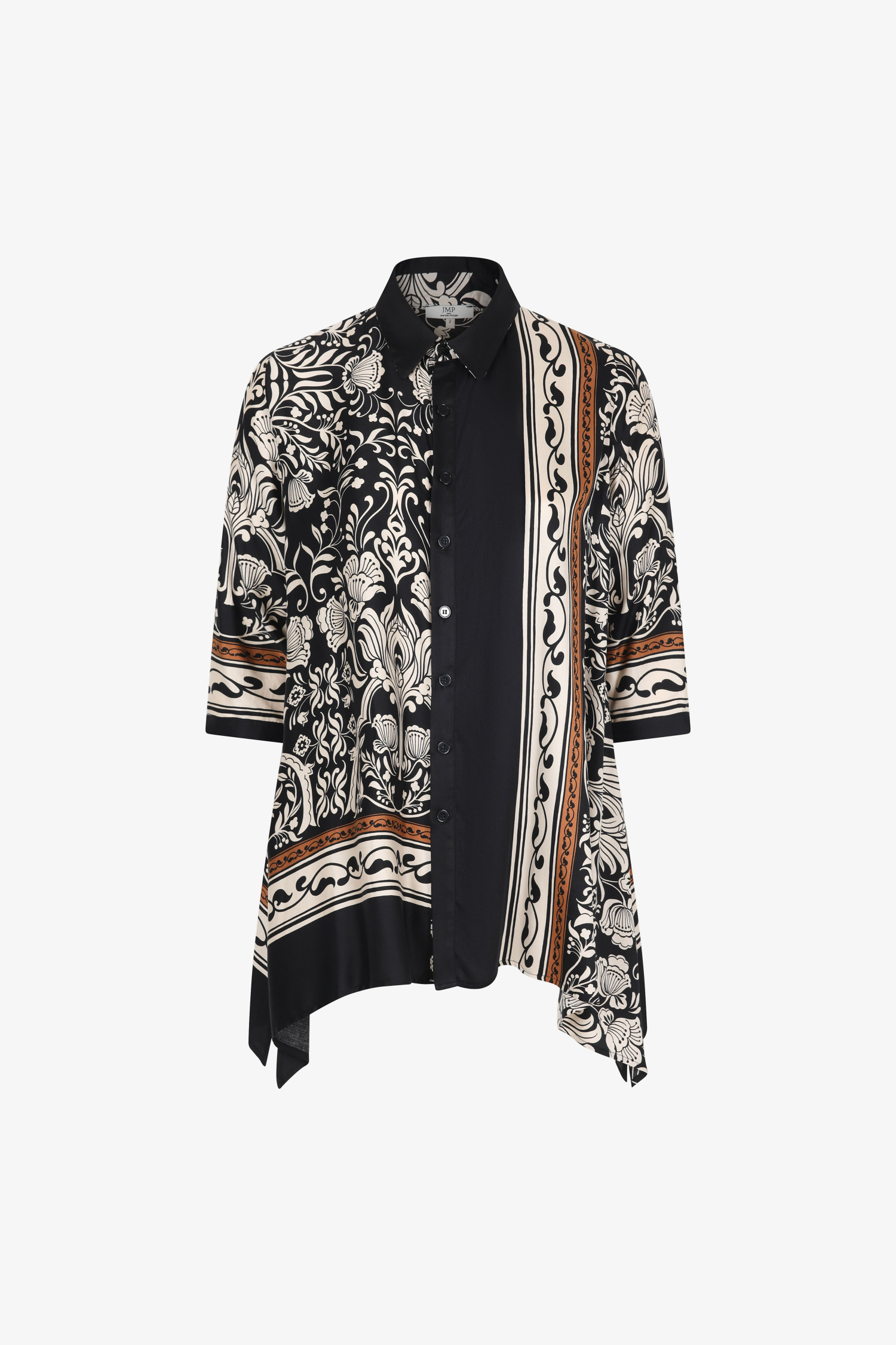 Shirt in very fluid viscose crepe graphic patch 