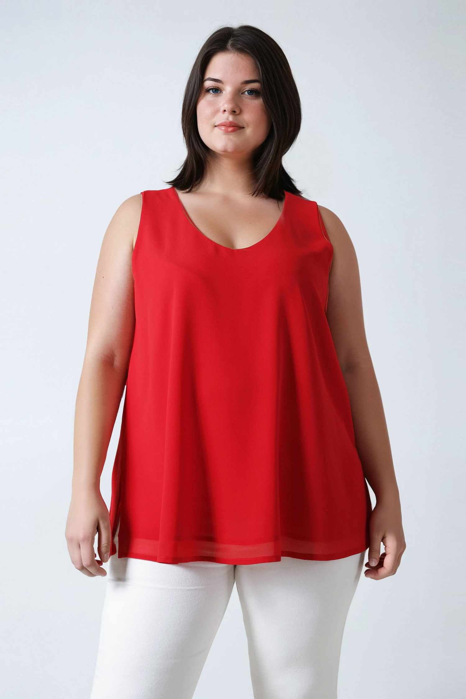 Double tank top in plain voile