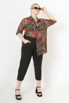 Plain stretch cropped pants with cutout