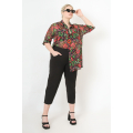 Plain stretch cropped pants with cutout