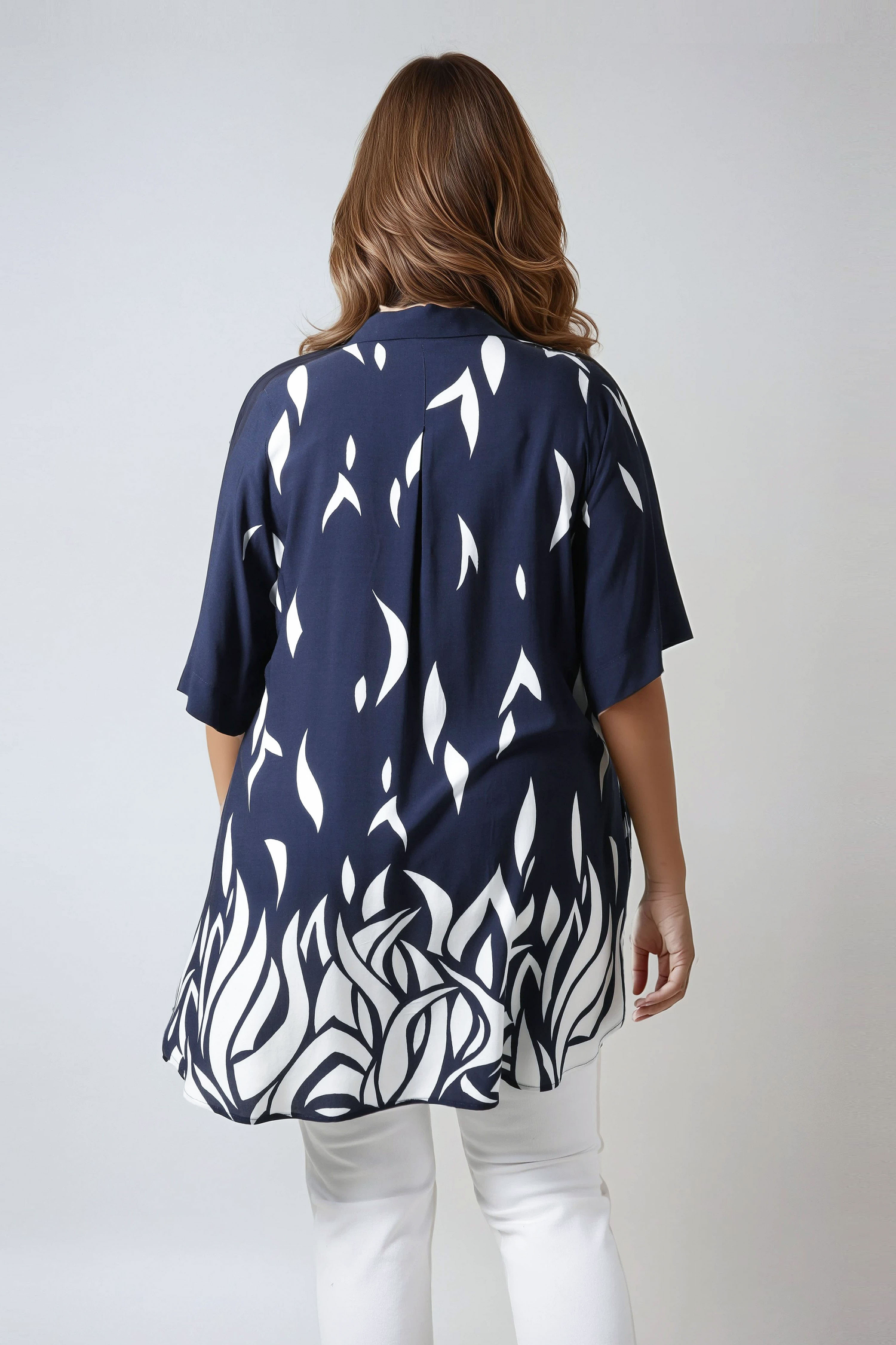 Viscose tunic with flared hem