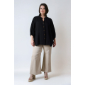 Viscose linen shirt with flat pleats on the sleeves