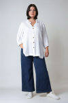 Viscose linen shirt with flat pleats on the sleeves