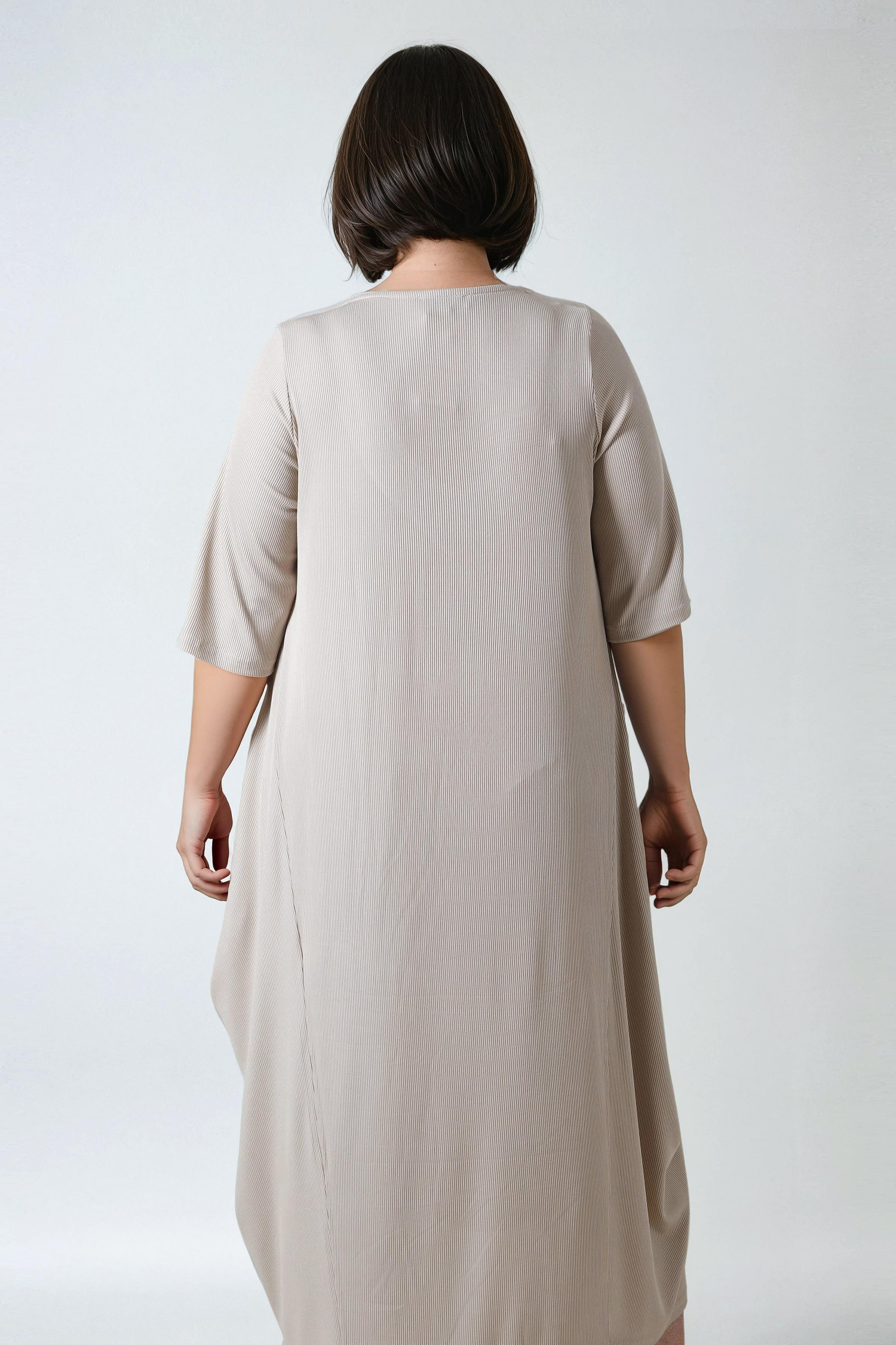 Long oversized dress in flowing knit 