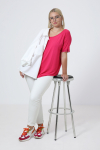 Wide neckline lace t-shirt 