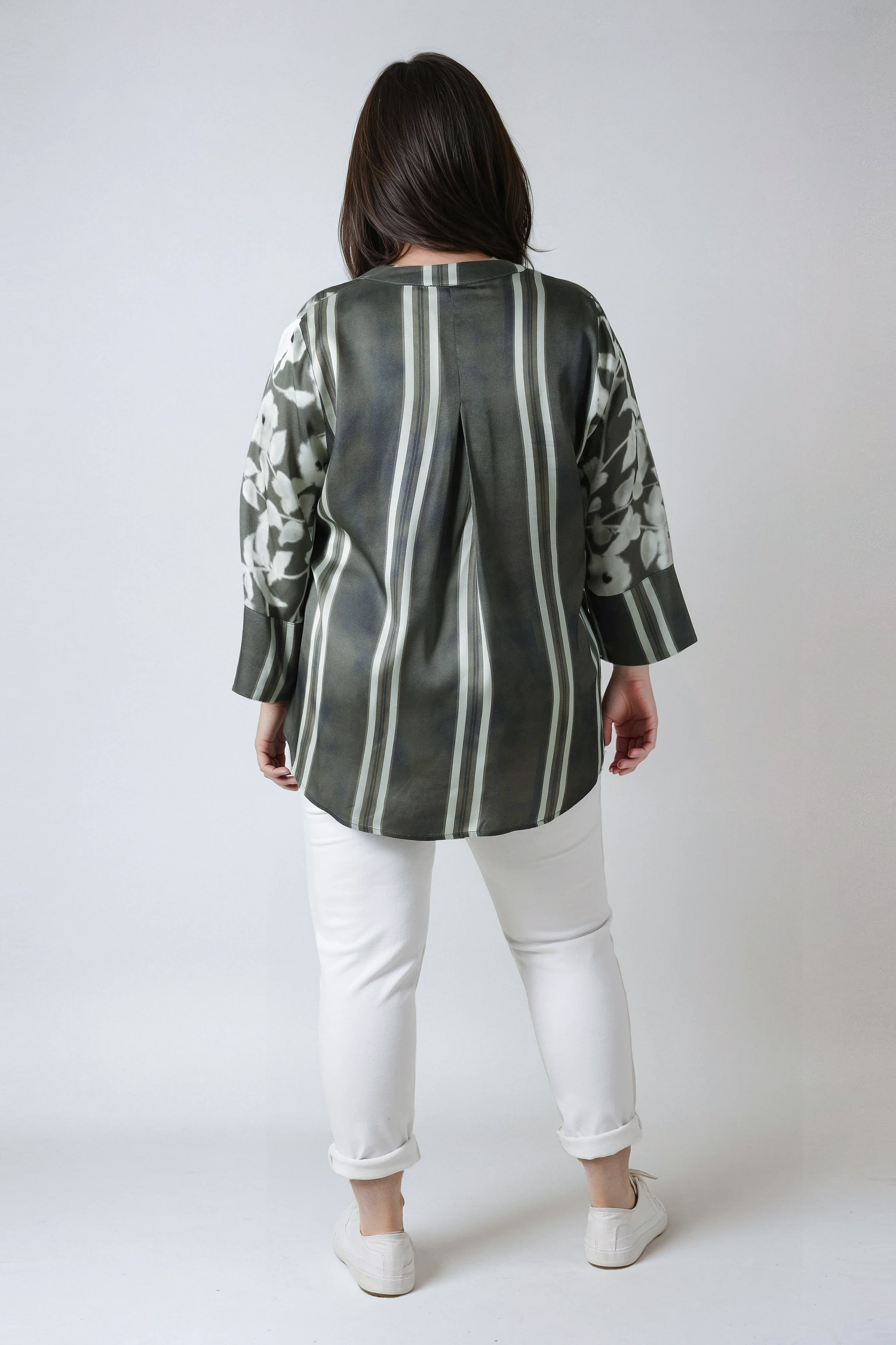 Printed blouse with a satin effect base.