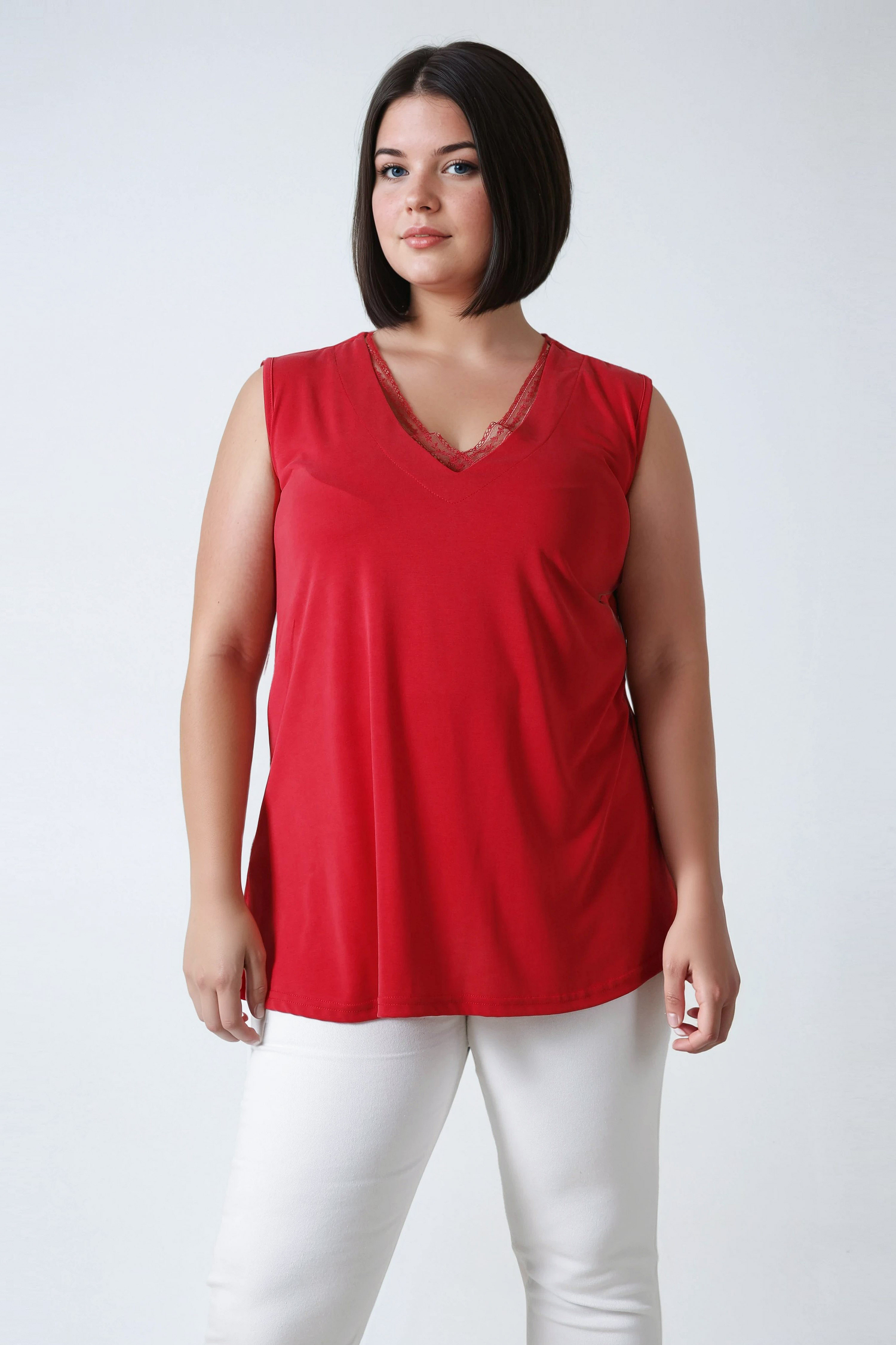 Modal tank top with lace trim