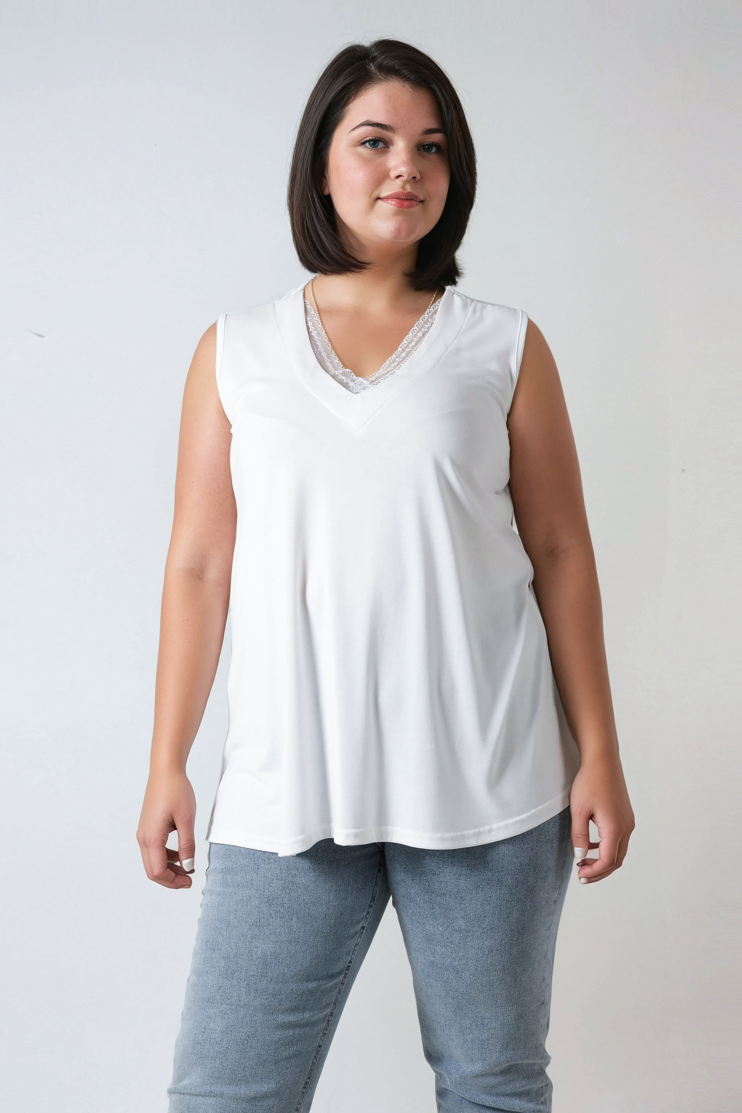 Modal tank top with lace trim