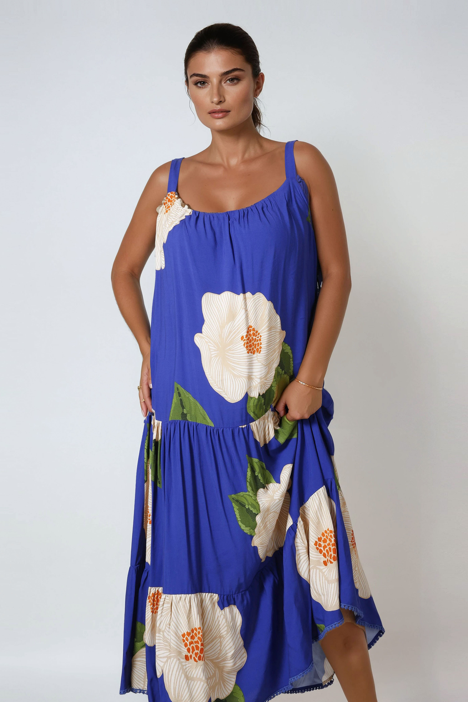 Bohemian style long strappy dress