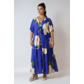 Long bohemian style dress in gradient polka dot print