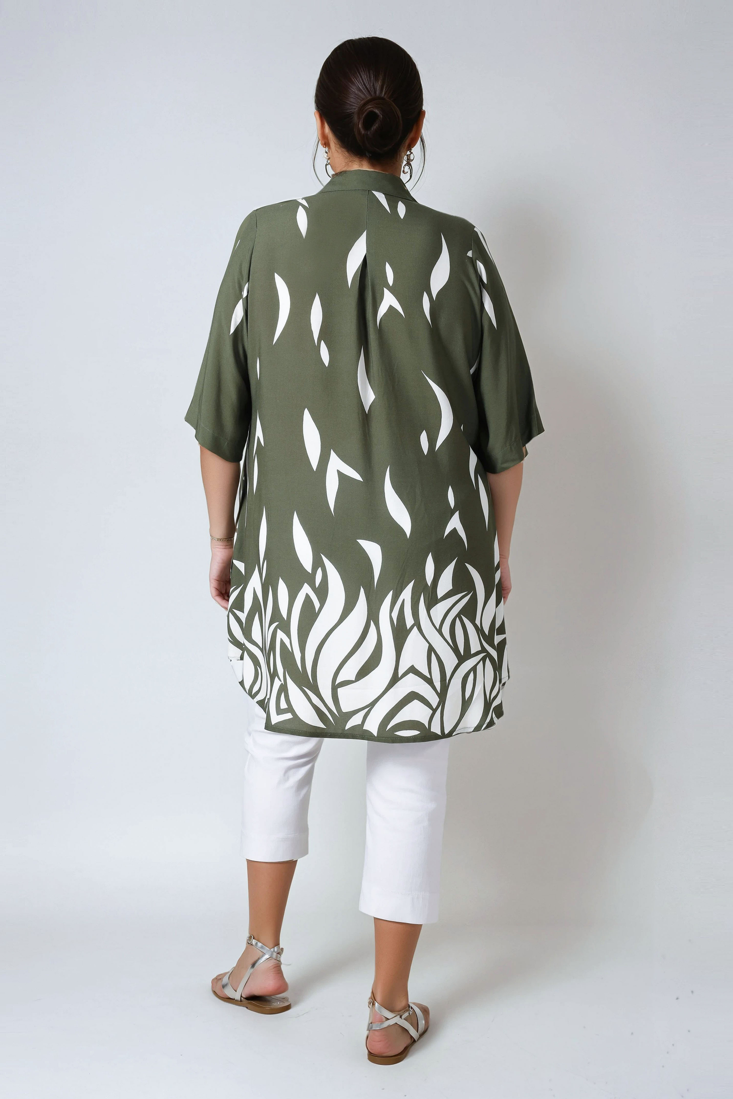 Viscose tunic with flared hem