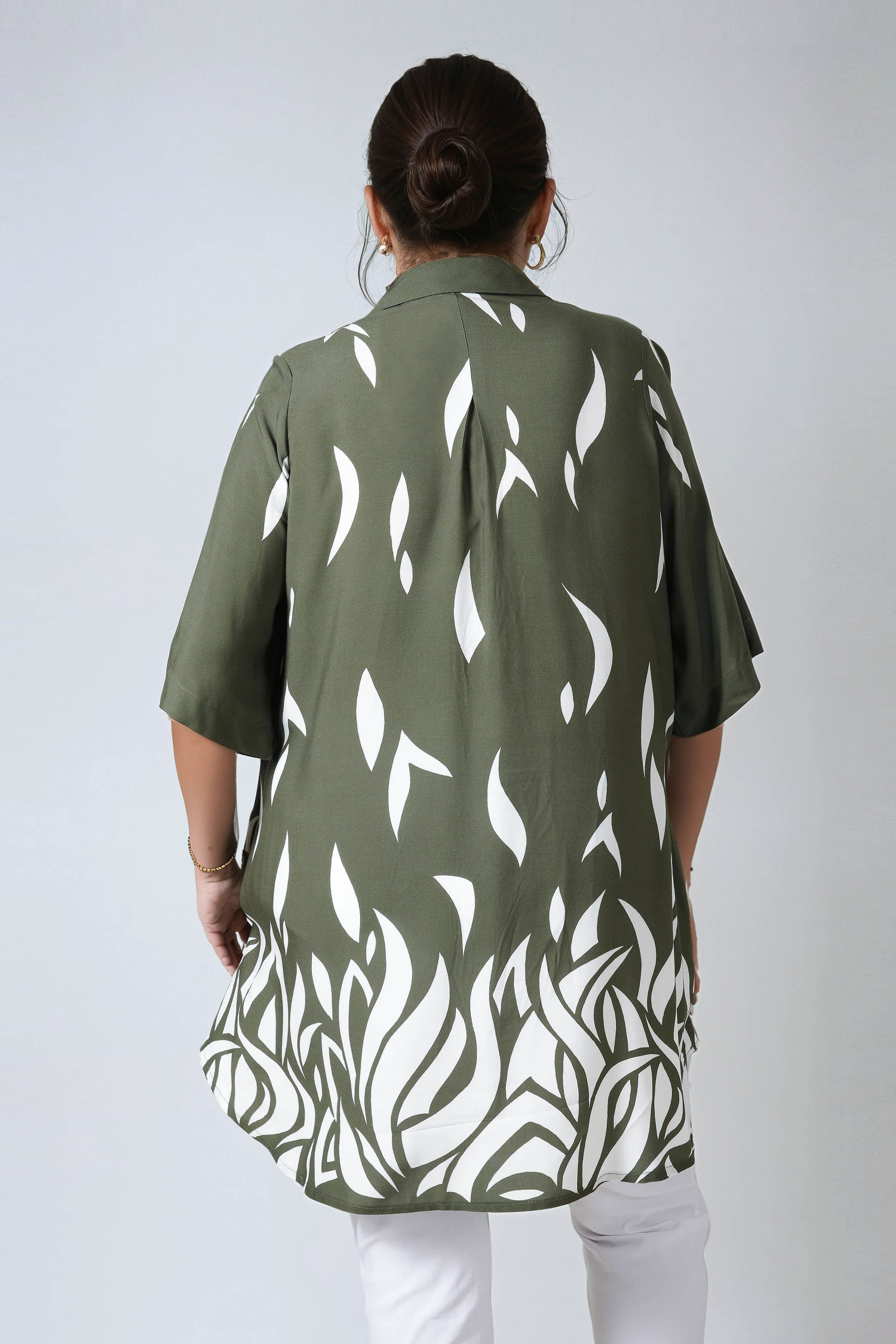 Viscose tunic with flared hem