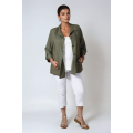 Flared jacket with Peter Pan collar and 3/4 sleeves 