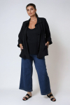 Flared jacket with Peter Pan collar and 3/4 sleeves 
