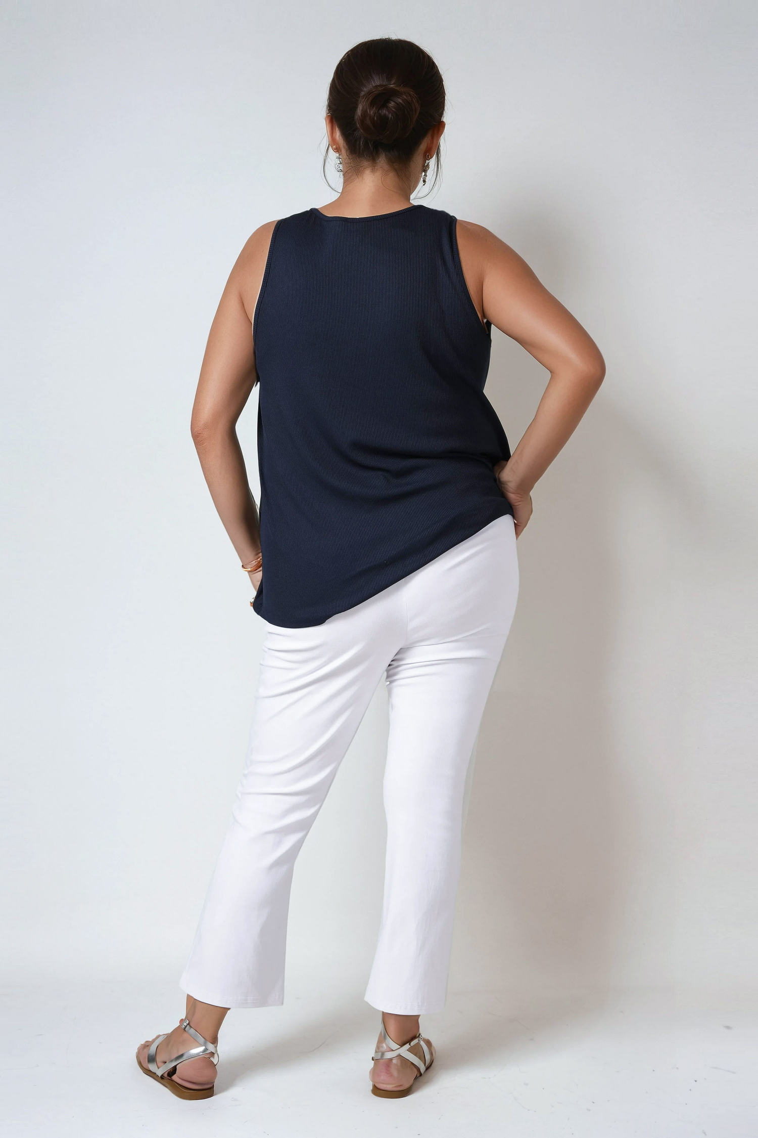 7/8 plain bengaline trumpet-shaped trousers