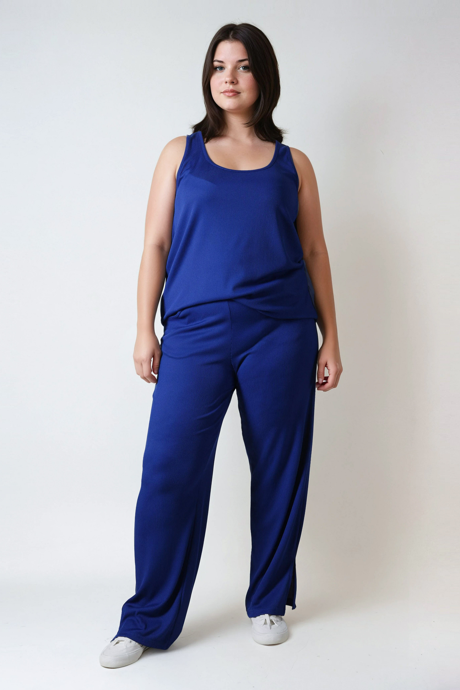 Plain ribbed pants
