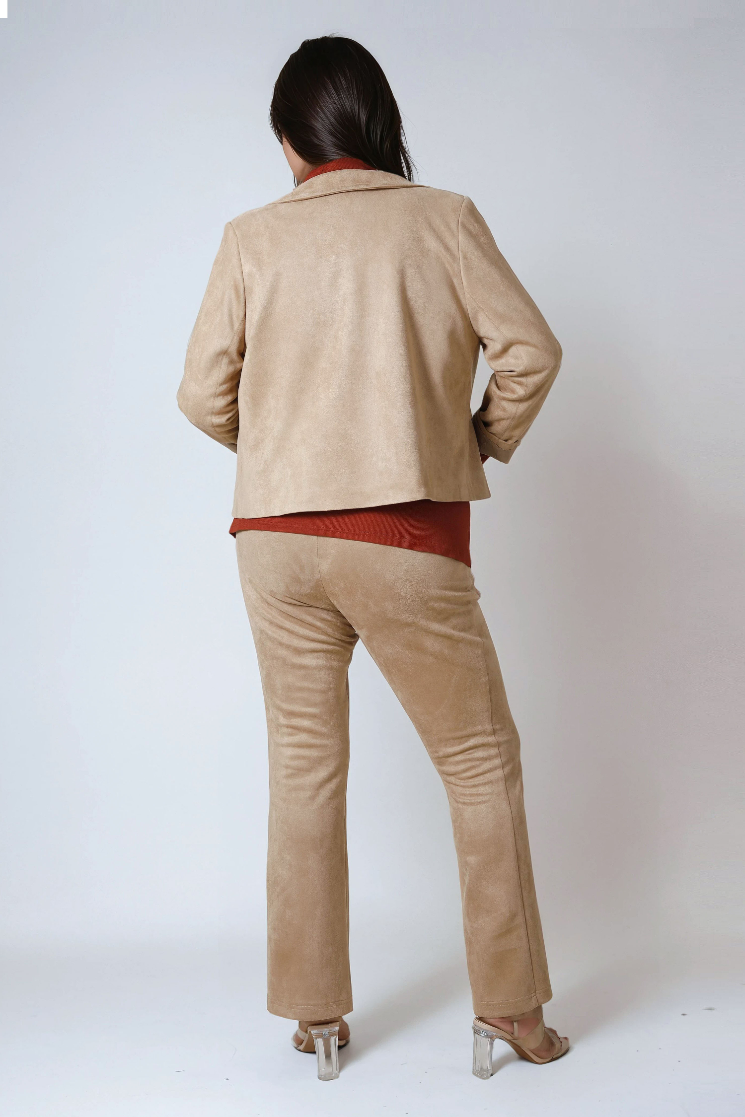 Short suede-effect jacket with Peter Pan collar