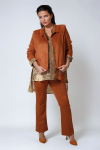 Short suede-effect jacket with Peter Pan collar
