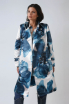 Satin effect trench coat with large flower motif.