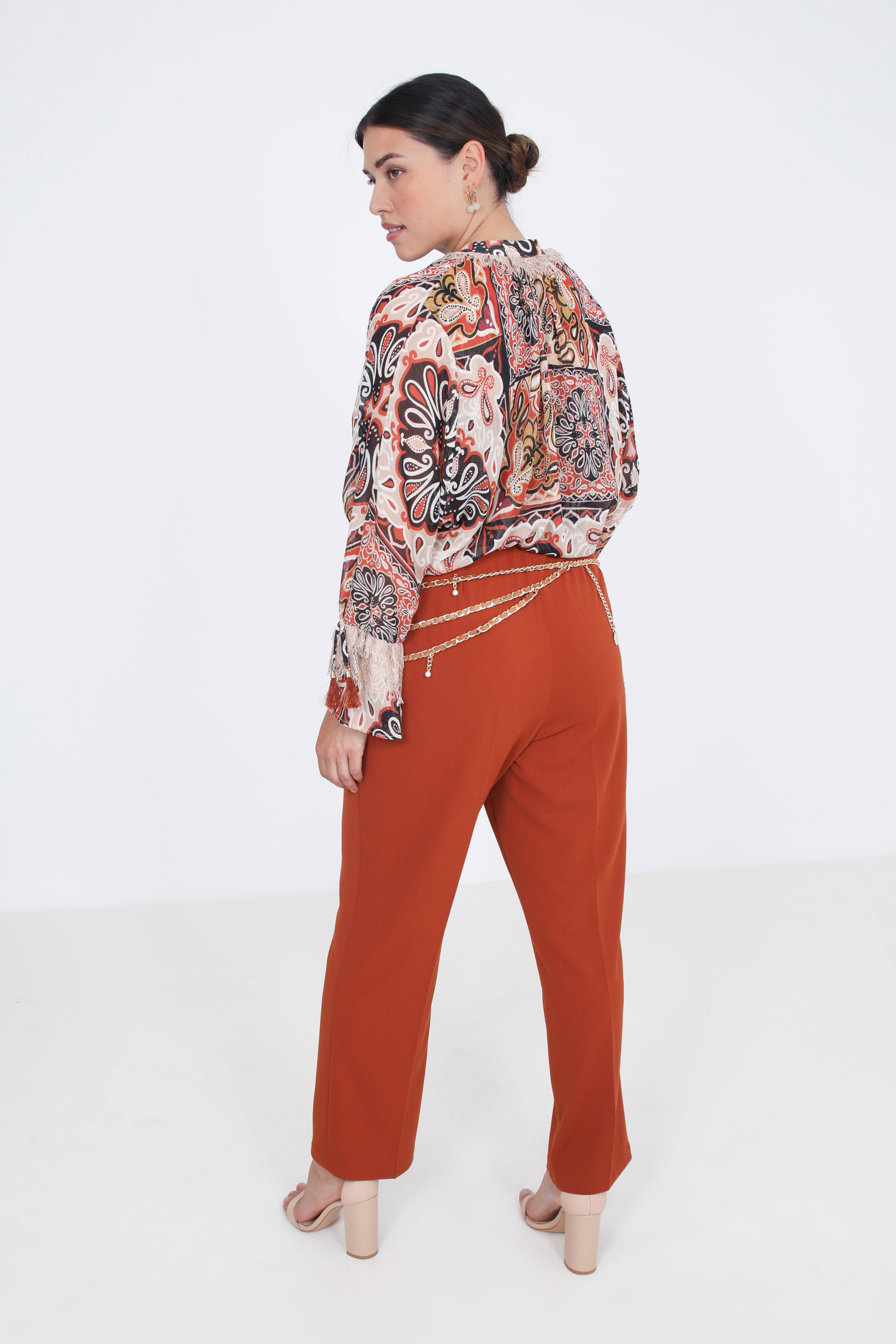 Plain straight suit trousers