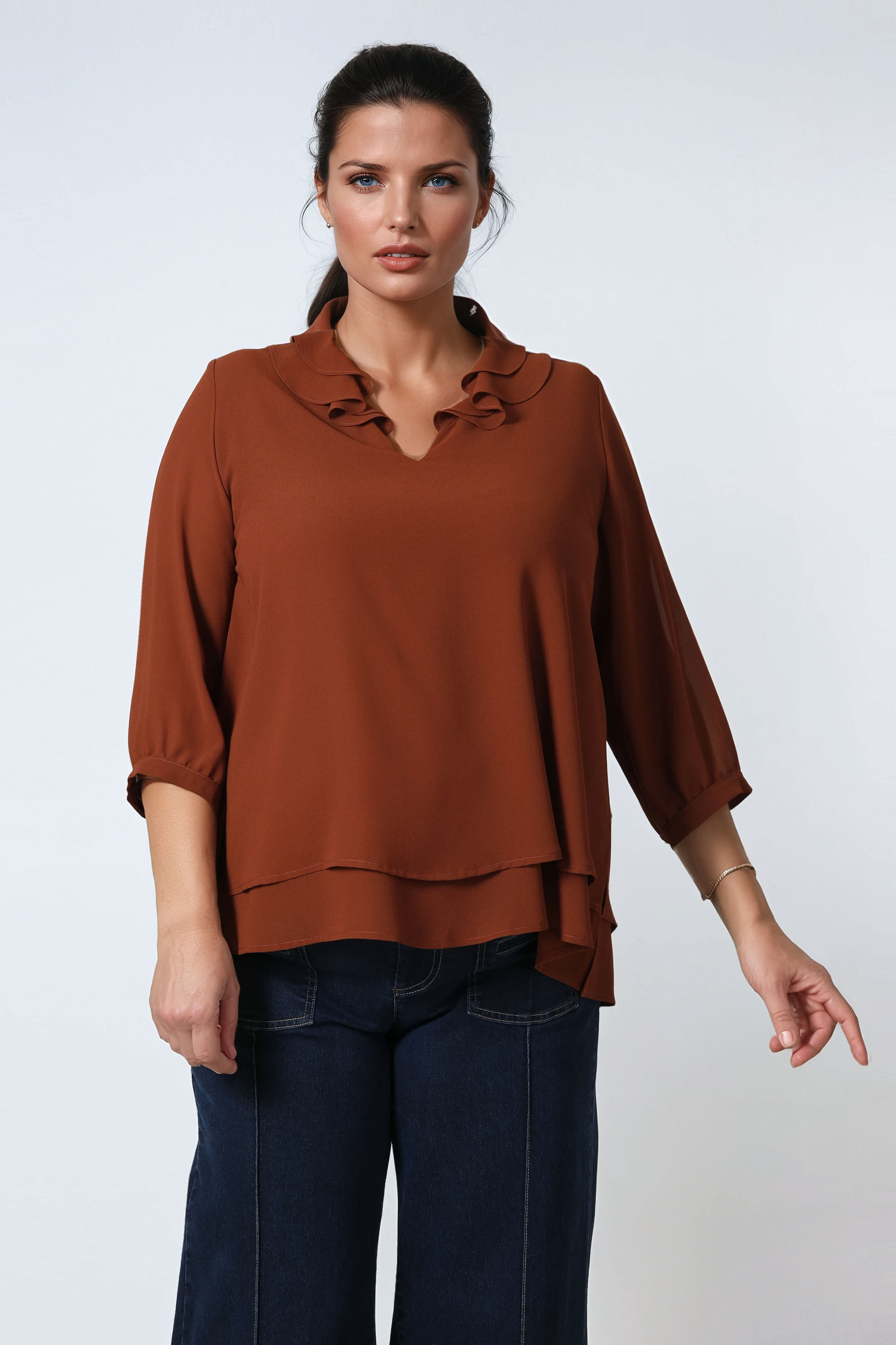 Georgette Crepe Overlay Blouse 