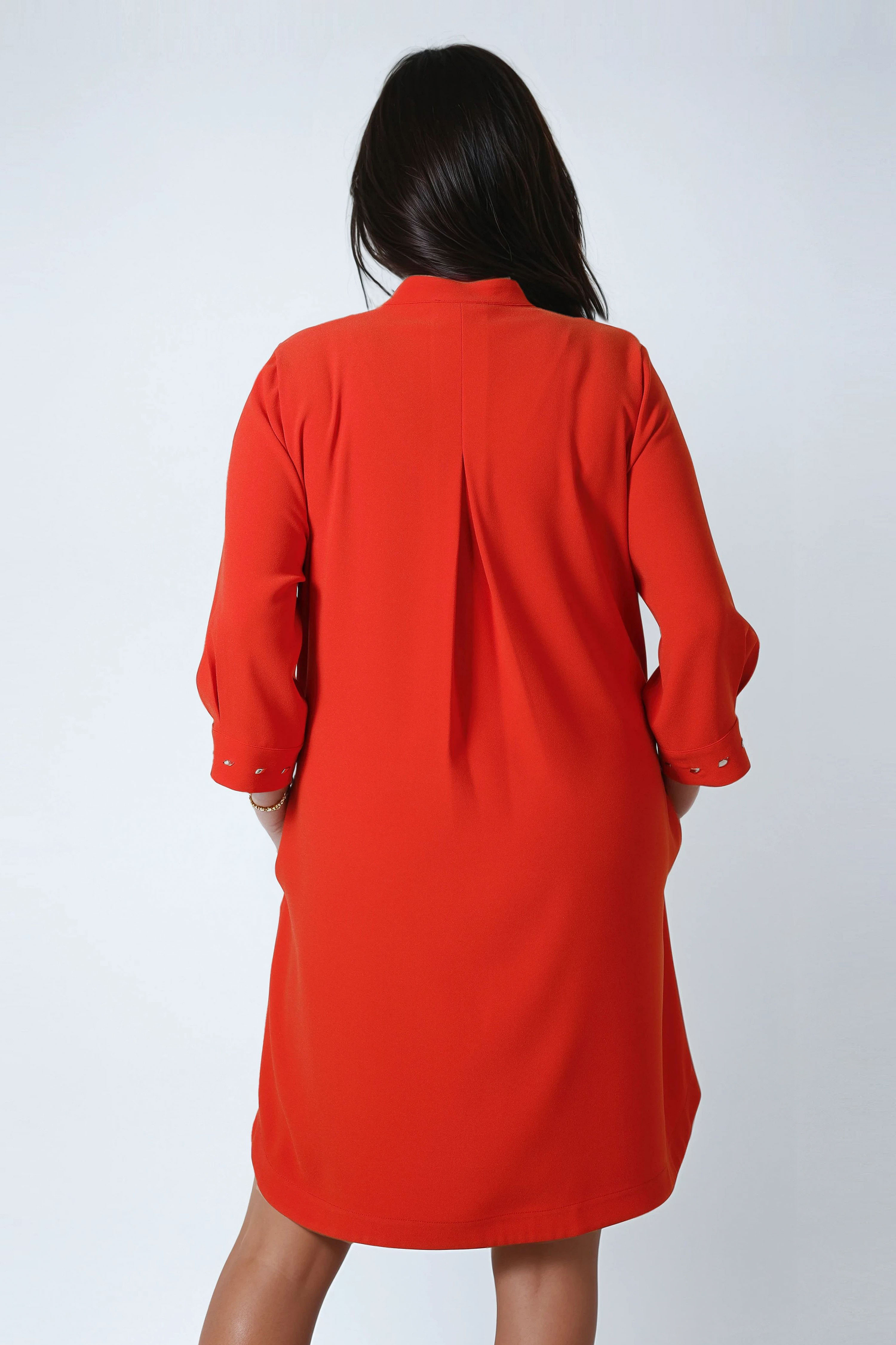 Plain straight dress with studded cuffs