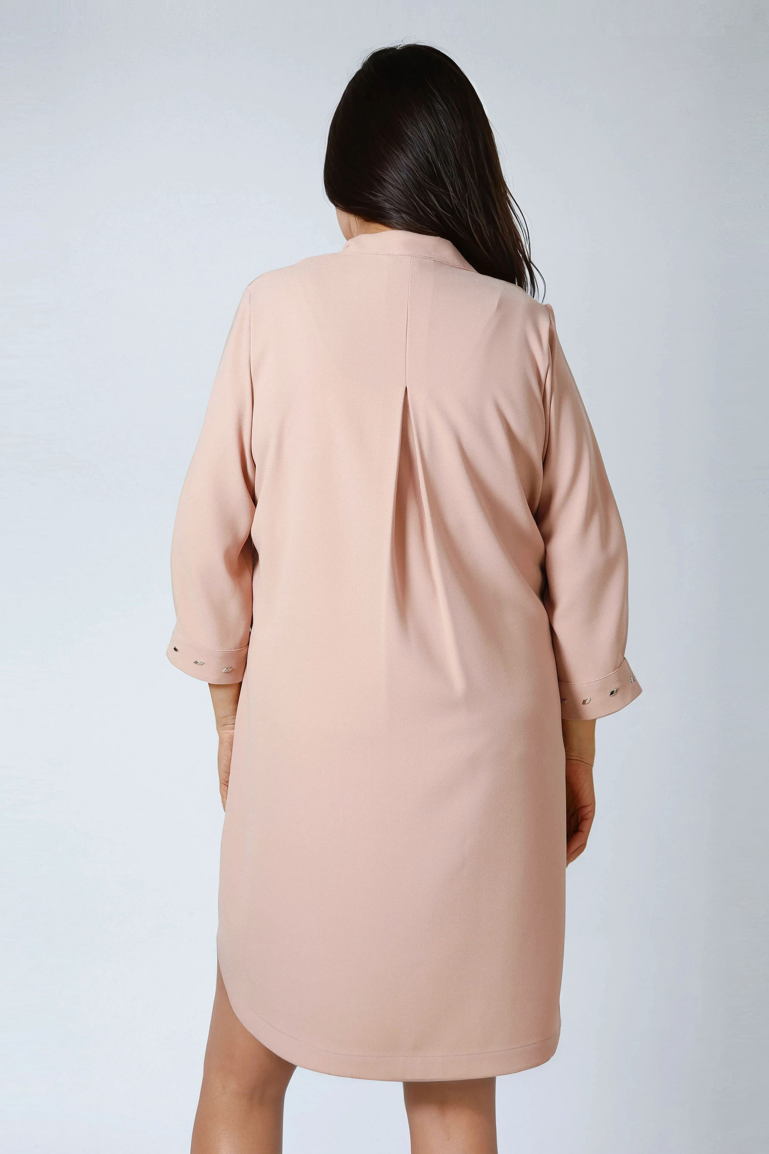 Plain straight dress with studded cuffs