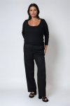 Pantalon droit effet daim tissus elastane 