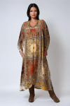 Long printed dress with a bib