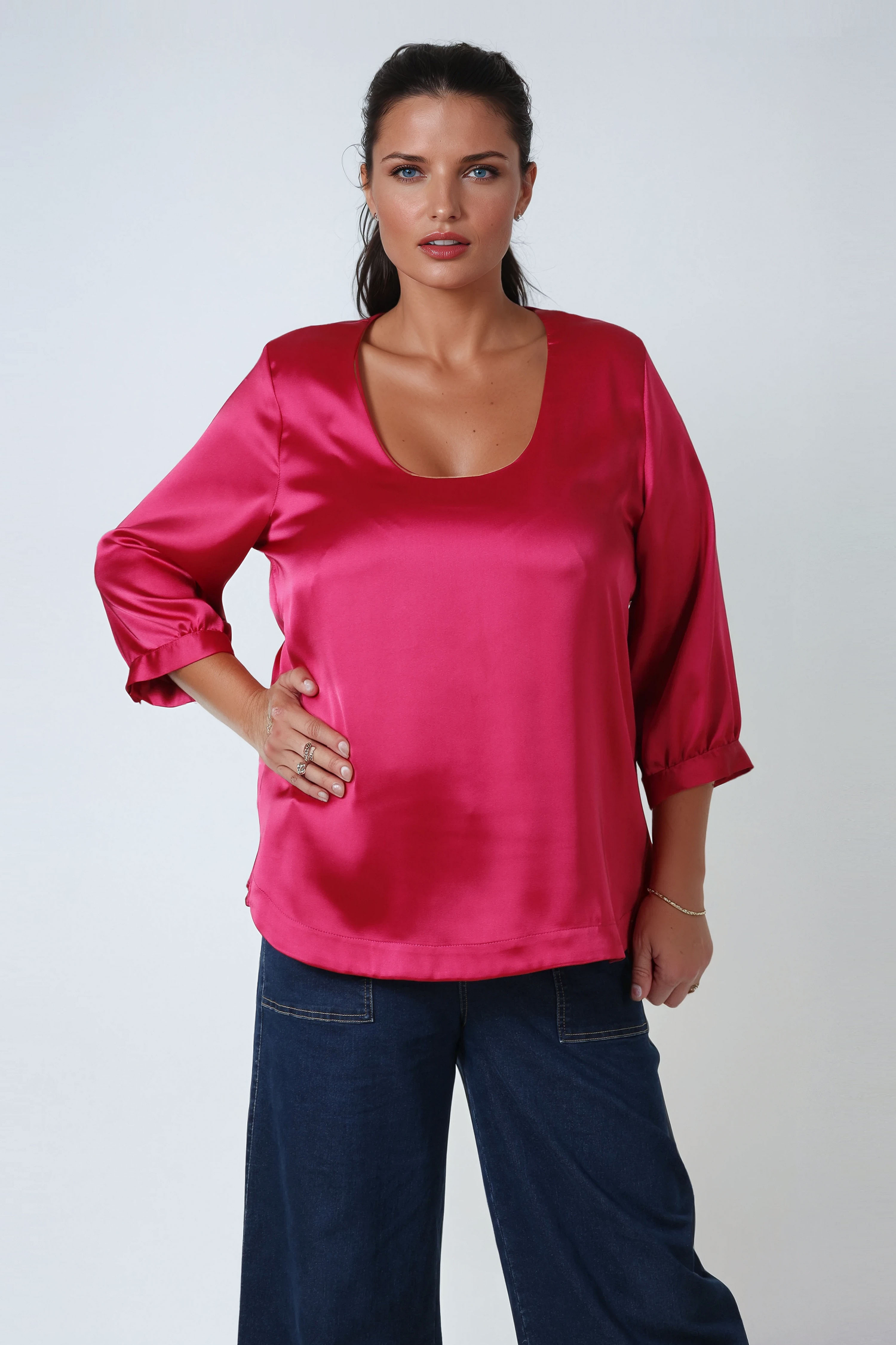 Plain satin blouse