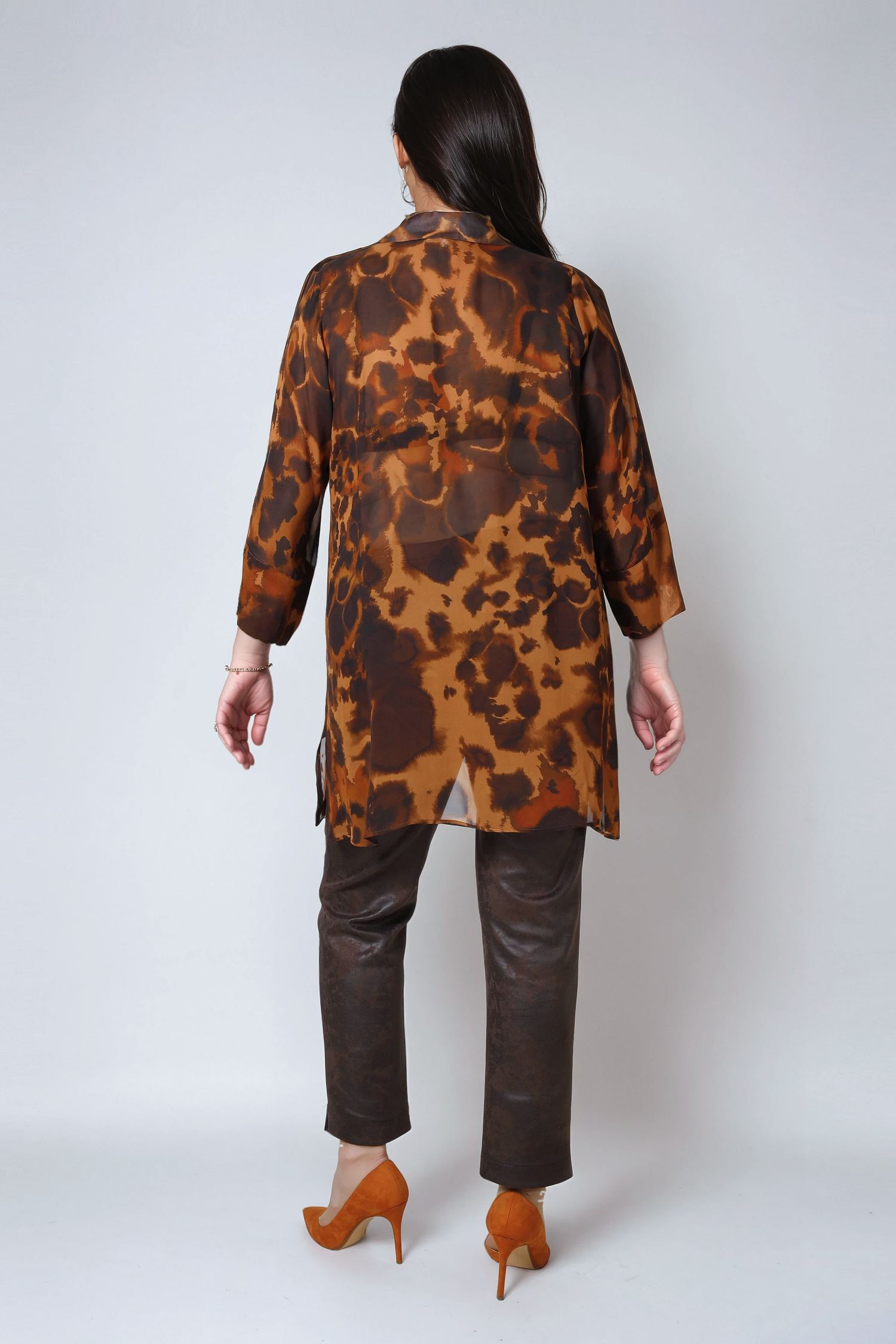 Vaporous tunic in printed voile