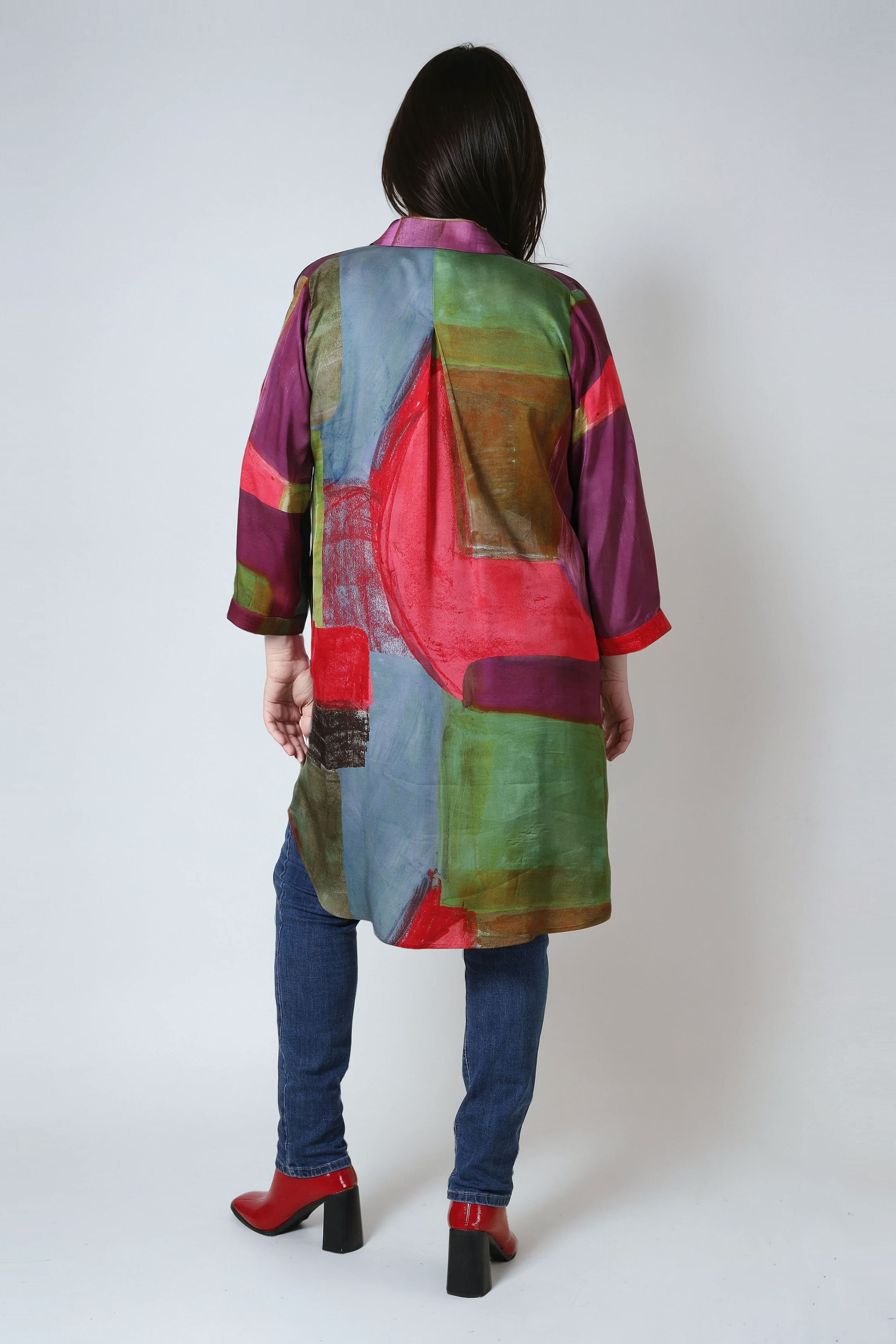 Longue chemise imprimée effet gouache