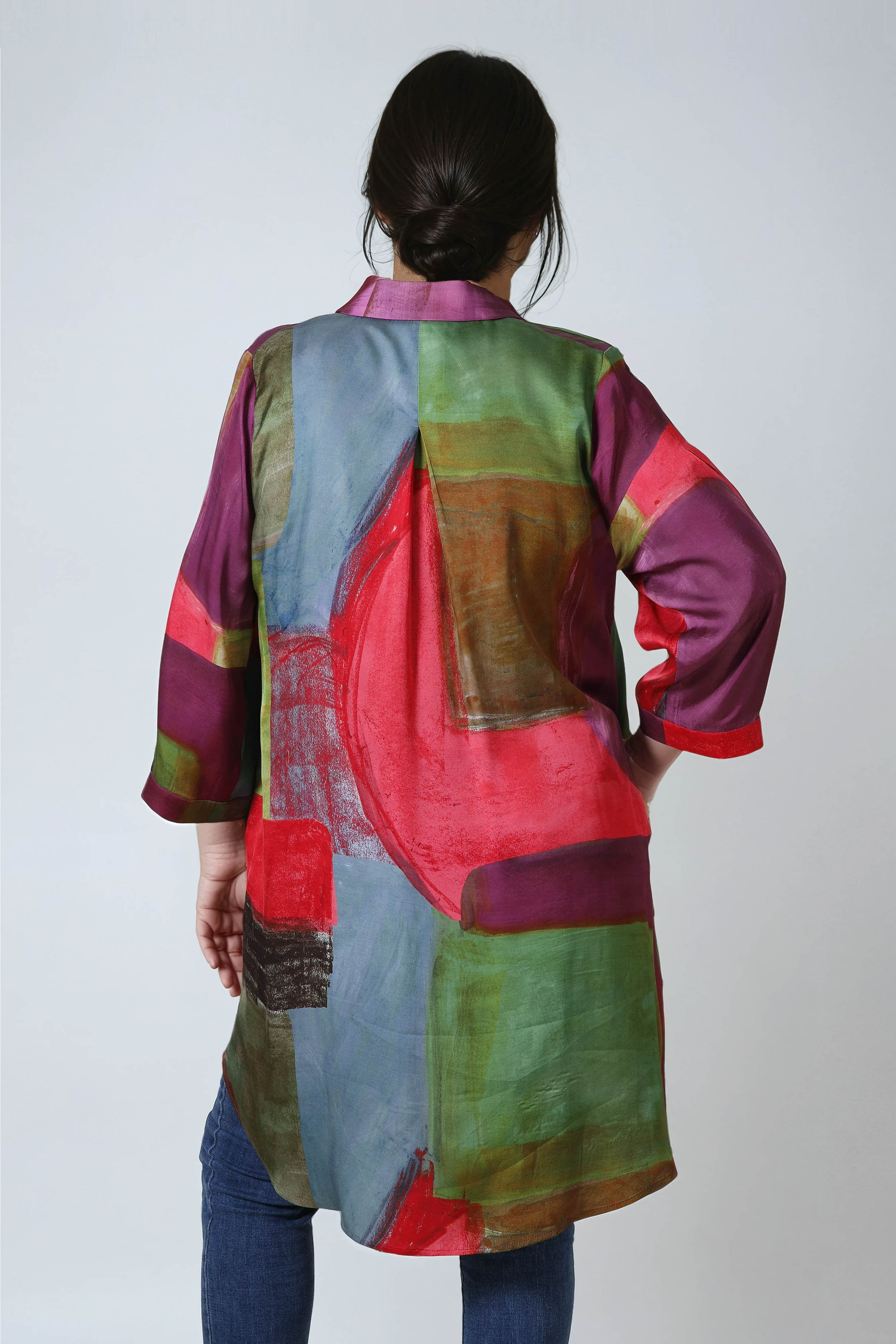 Longue chemise imprimée effet gouache