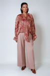 Flowing tie-collar shirt with floral print 