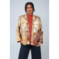 Veste kimono matelassé en imprimé soleil de sienne 