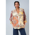 Chemise fluide patchwork terre de sienne en crèpe de viscose