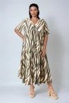 Long printed dress with a base