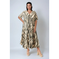 Long printed dress with a base