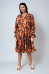 Robe midi boutonnée en imprimé